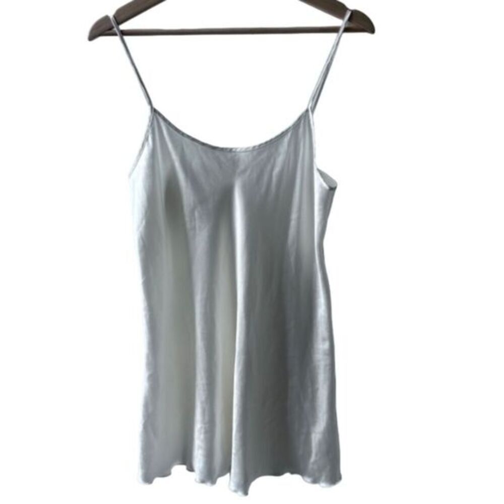 Vintage Engel White Satin Slip Dress Medium Retro Boudoir Pinup romantic glam